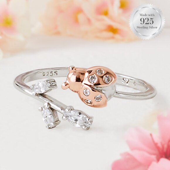 Ladybug Ring, 925 Sterling Silver Charmed Aroma Wanderlust Ring Collection - Picture 1 of 6